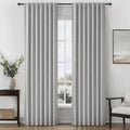 Gray 100% Black Out Linen Curtains 86 Inches Long 2 Panels Set for Kids Boys Room, Country Farmhouse Pleated Ceiling Track Curta