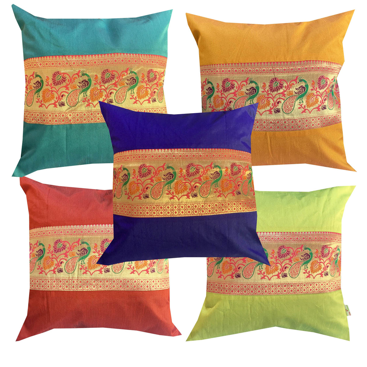 Pink Parrot Multi Colour Printed Cotton Cushion Cover Set Of 518X18 Inch