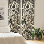 Ambesonne Botanical Art Window Curtains, Leafy Floral Huddle Composition With Nostalgia Tones Oriental Details, Lightweight Deco