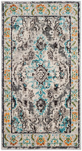 SAFAVIEH Monaco Collection Accent Rug - 22 x 4, Grey & Light Blue, Medallion Distressed Design, Non-Shedding & Easy Care, Idea
