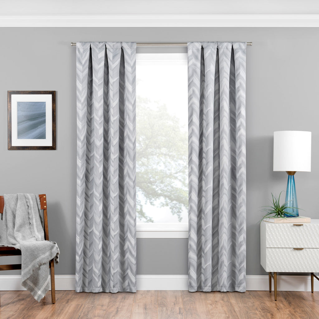 ECLIPSE Haley Thermal Insulated Single Panel Rod Pocket Darkening Curtains for Living Room, 37 in x 63 in, Silver