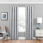 ECLIPSE Haley Thermal Insulated Single Panel Rod Pocket Darkening Curtains for Living Room, 37 in x 63 in, Silver