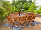 East West Furniture BSCM9CWNA 9 Piece Patio Dining Set Includes an Oval Outdoor Acacia Wood Table and 8 Folding Side Chairs, 36x78 Inch, Natural Oil