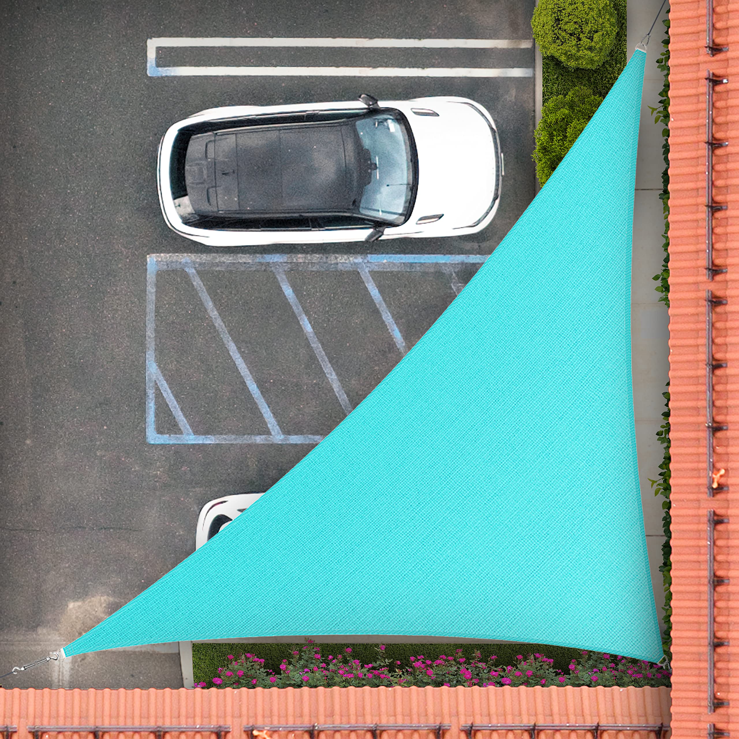 Royal Shade 14' X 14' X 19.8' Turquoise Triangle Sun Shade Sail Order To Make Rstaprt10, Upf50+ 95% Uv Blockage, 200Gsm Commerci