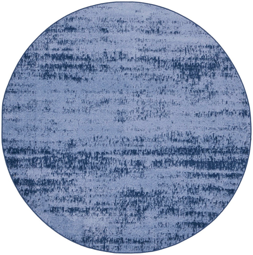 Nourison Essentials Indoor/Outdoor Solid Abstract Denim 4' X Round Area Rug, Easy Cleaning, Non Shedding, Bed Room, Living Room, Dining Room, Backyard, Deck, Patio (4 Round)
