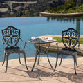Nuu Garden 3 Piece Outdoor Bistro Set All Weather Cast Aluminum Patio Set Bistro Table Set Rustproof Patio Table And Chairs With Umbrella Hole For Backyard, Balcony, Front Porch, Black