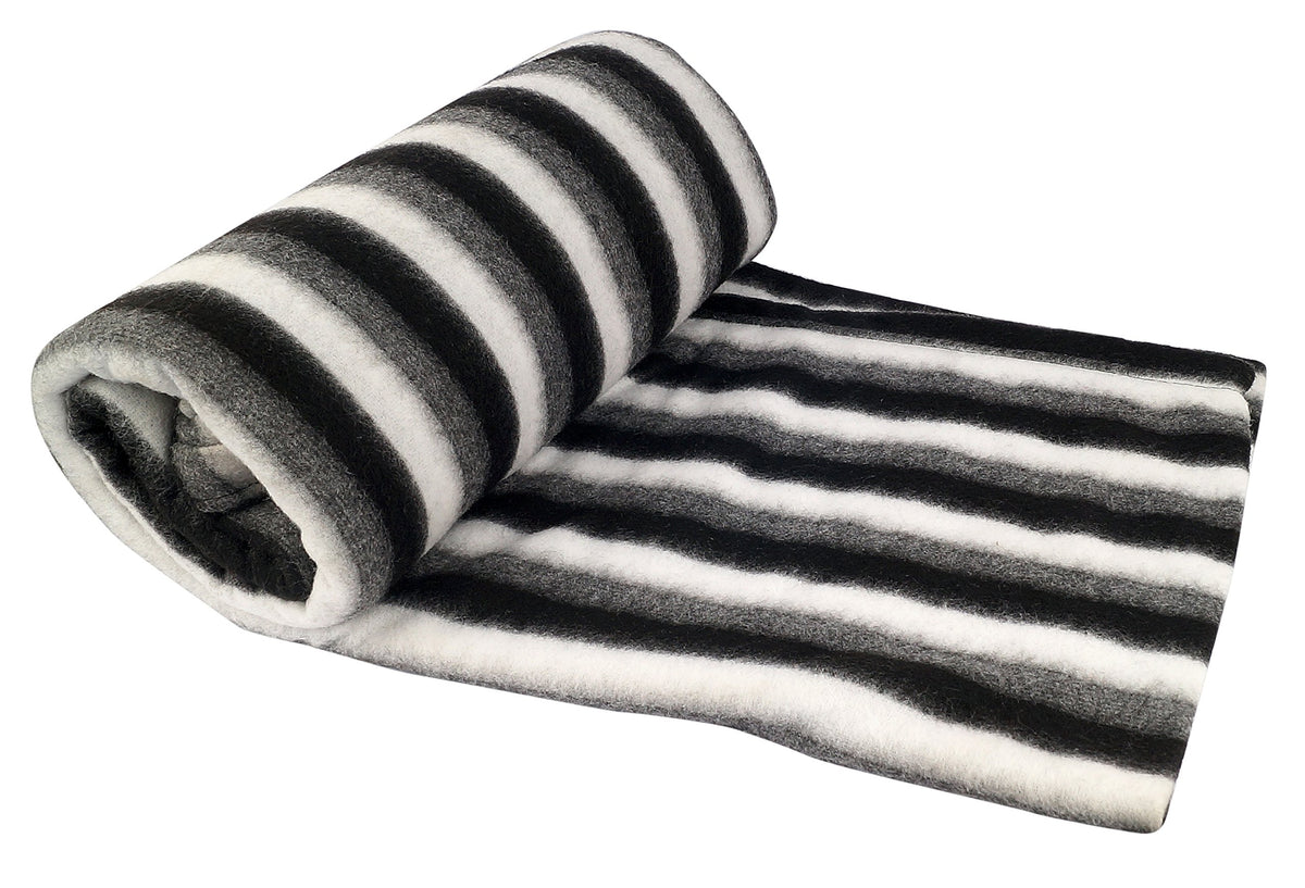 Zacharias Black and White Stripe Single Bed AC Fleece Blanket (Size :Single :60X90 Inch) Pack of 1