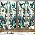 Ambesonne Teal Window Curtains Pack of 2, Curving Leaves and Floral Mirage with Iris Lavender Eucalyptus Butterfly, Lightweight 