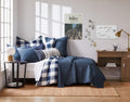 Levtex Home - Cross Stitch Navy Quilt Set - 100% Cotton - Twin/Twin Xl Quilt (68X86In.) + 1 Standard Sham (26X20In.) - Reversibl