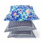 HomeRoots Light Green Magenta 16' Bright Blue Springtime Zippered Suede Throw Pillow