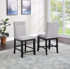 Steve Silver Furniture Yves Counter 6PC Counter Table Set, 64-78" Table w/ 14" Leaf, w/ 4 Upholstered Counter Chairs, Storage Base w/ 2 Sliding Doors/ 3 Shelves, 64" L x 42" W x 36" H, Black, Gray