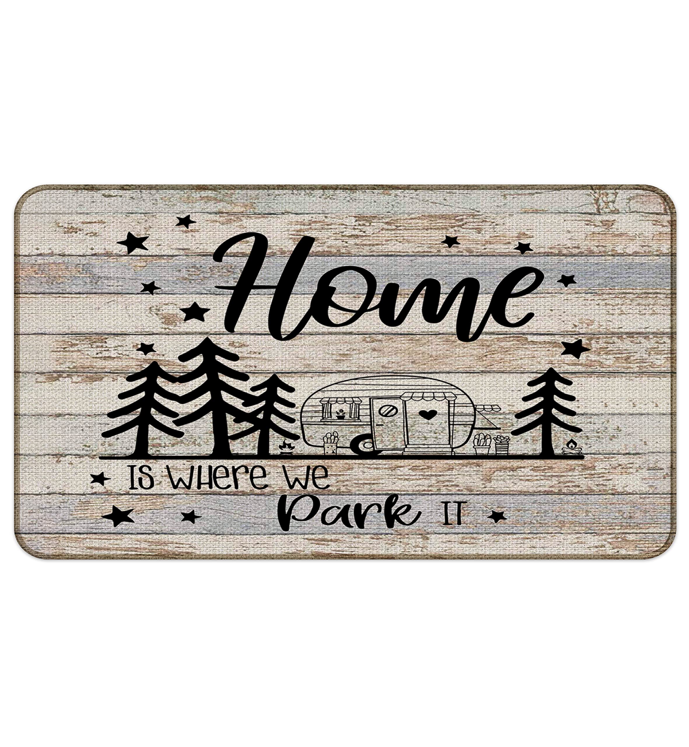 M-Qizi Beige Camper Door Mat, 30'X17' Rv Door Mat, Best Gifts For Rv Owners, Rv Decorations For Inside Camper, Happy Camper De