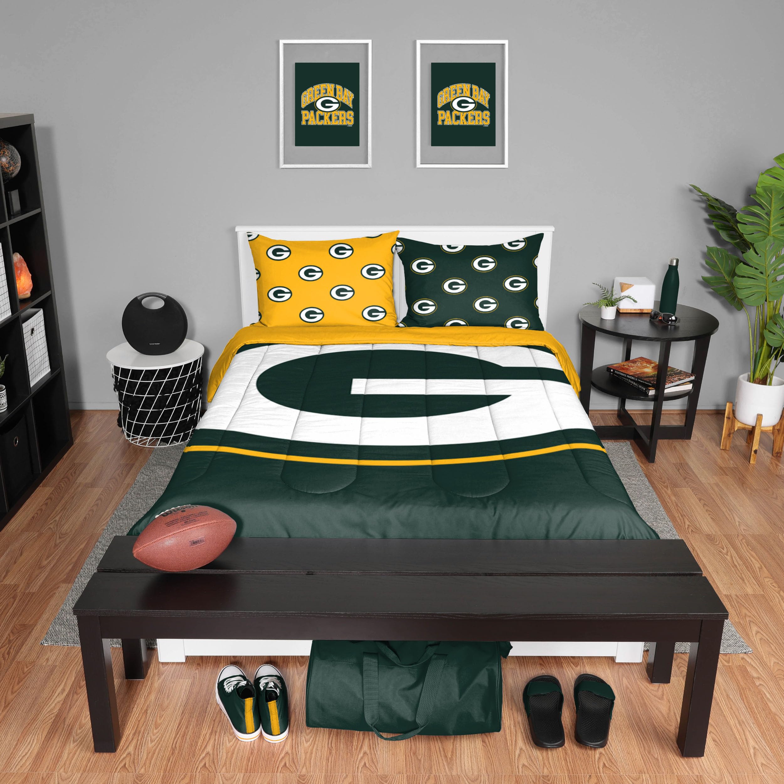 Foco Green Bay Packers Nfl Team Color Bed In A Bag Comforter Bedding 3 Piece Full Set