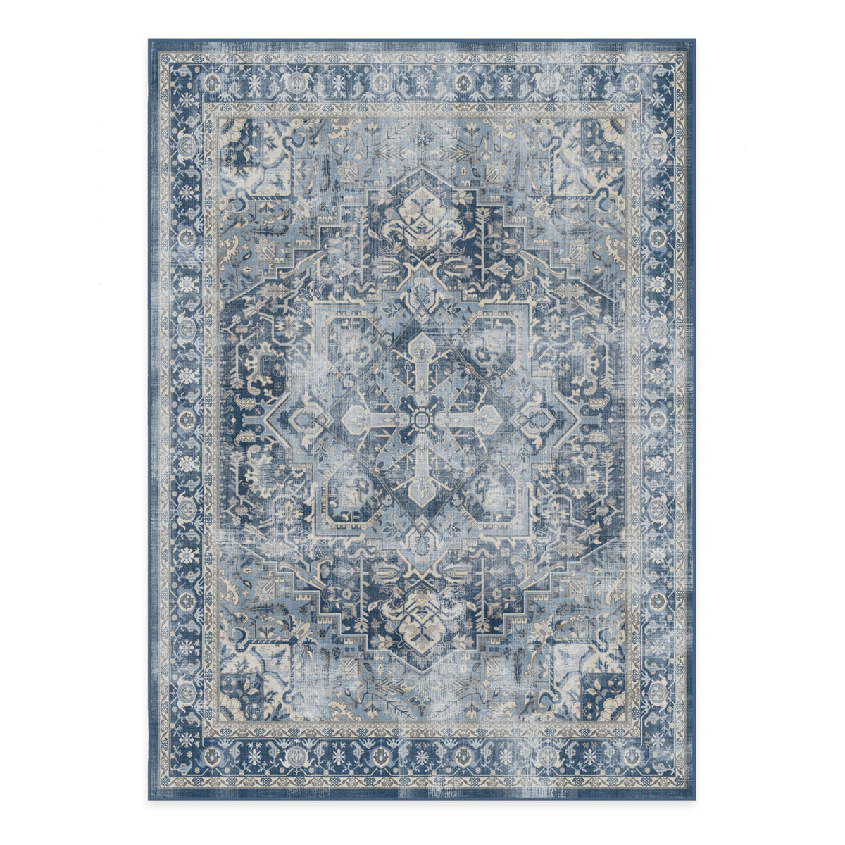 RUGGABLE Kamran Washable Rugs 5x7 - Non Slip, Vintage Machine Washable Area Rug, Living Room, Bedroom, Dining Room, Kitchen, Ind