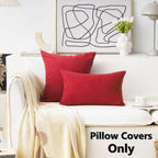 Home Brilliant Lumbar Pillow Cover Linen Rectangular Throw Pillow Covers Dark Red Cushion Covers For Pets, 12 X 20(30X50Cm), 2 P