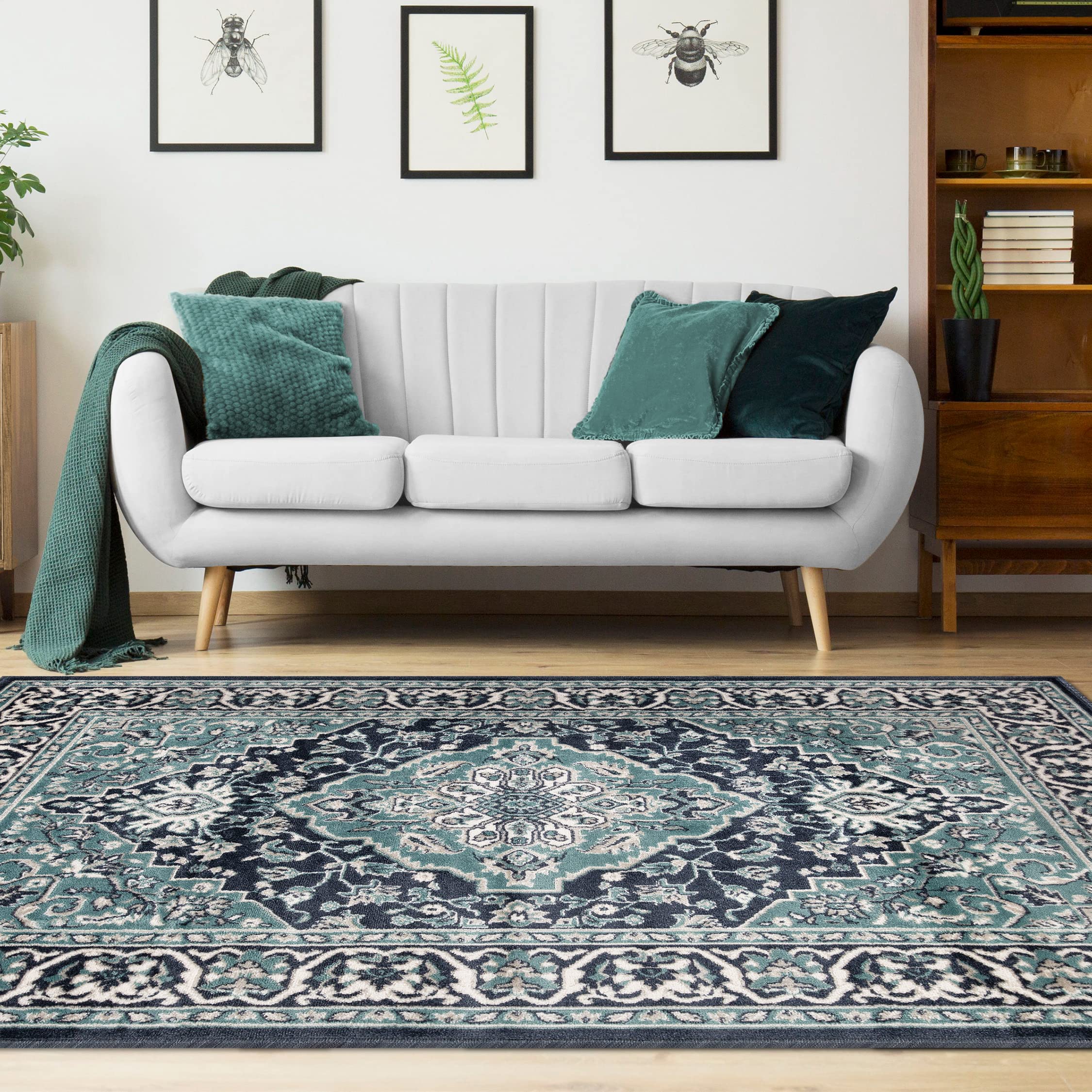 Superior Indoor Area Rug, Plush Carpet Cover, Traditional Oriental Medallion, Perfect for Hallway, Entryway, Living Room, Dining