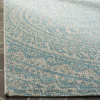 Safavieh Courtyard Collection 5'3' X 7'7' Light Grey / Aqua Cy8734 Indoor/ Outdoor Waterproof Easy Cleaning Patio Backyard Mudroom Area Rug