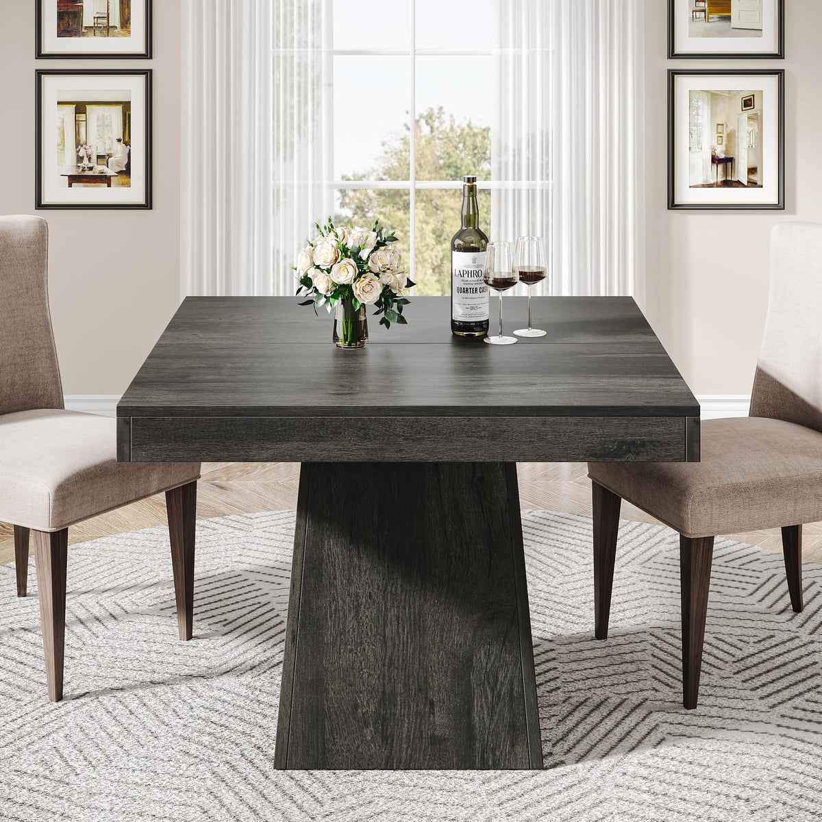 Tribesigns Square Dining Table For 4, 31.5-Inch Small Kitchen Table With Sturdy Pedestal Base, Farmhouse Dinner Table For Dining