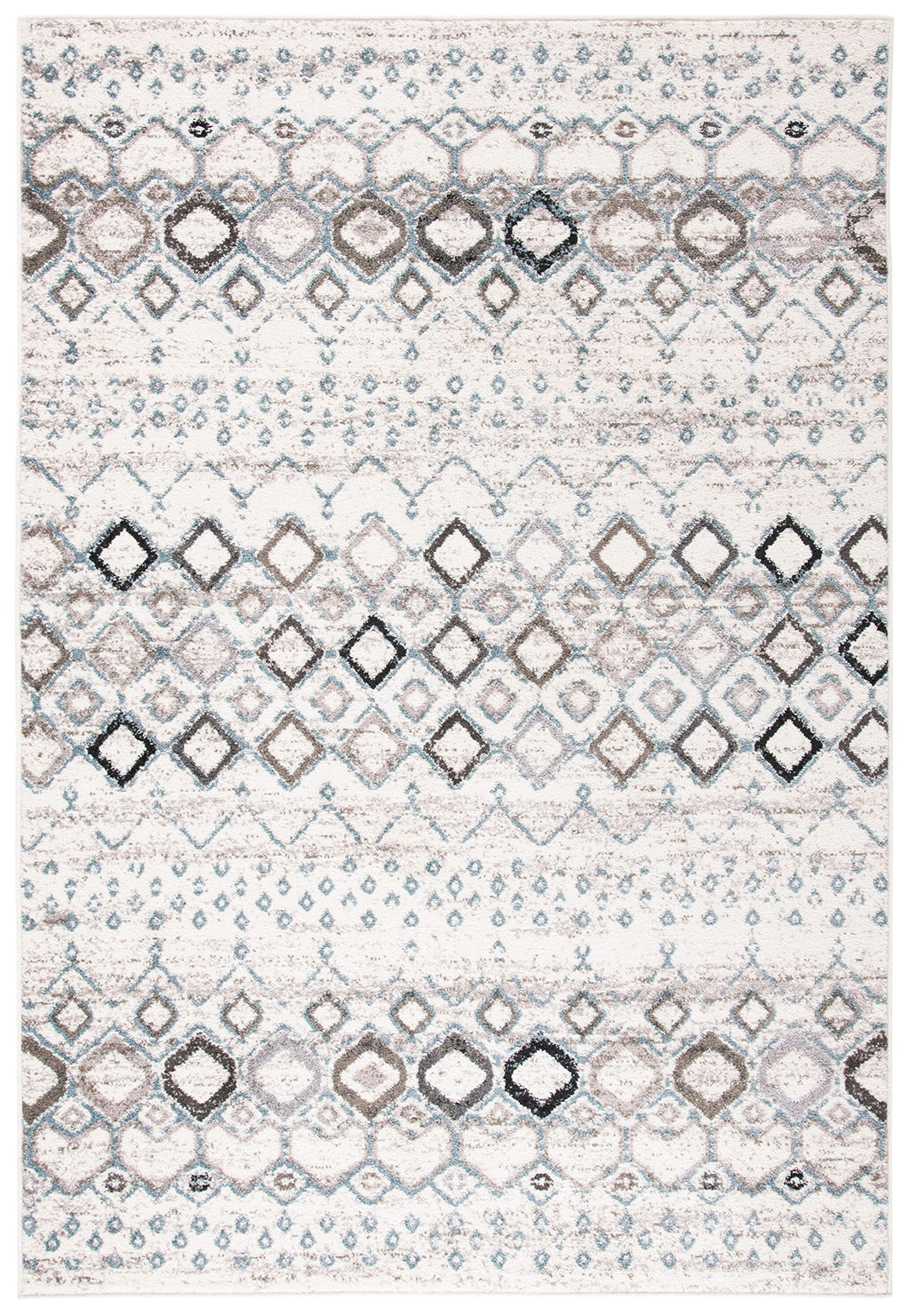 Safavieh Amsterdam Collection Accent Rug - 3' X 5', Ivory & Grey, Moroccan Boho Design, Non-Shedding & Easy Care, Ideal For High