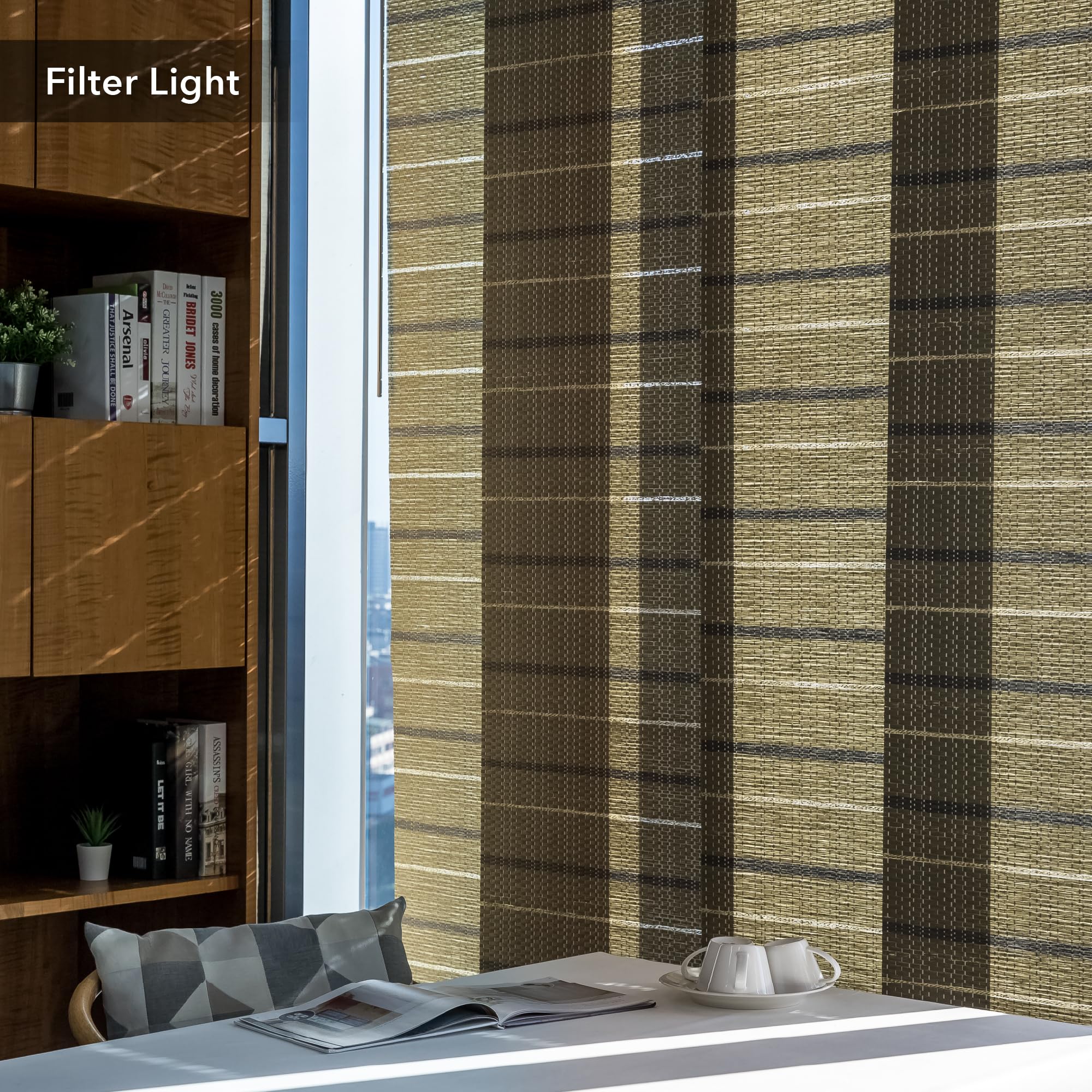 Godear Design Adjustable Sliding Panel Track Blinds For Sliding Patio Doors, Vertical Blinds For Large Windows, Extendable Track
