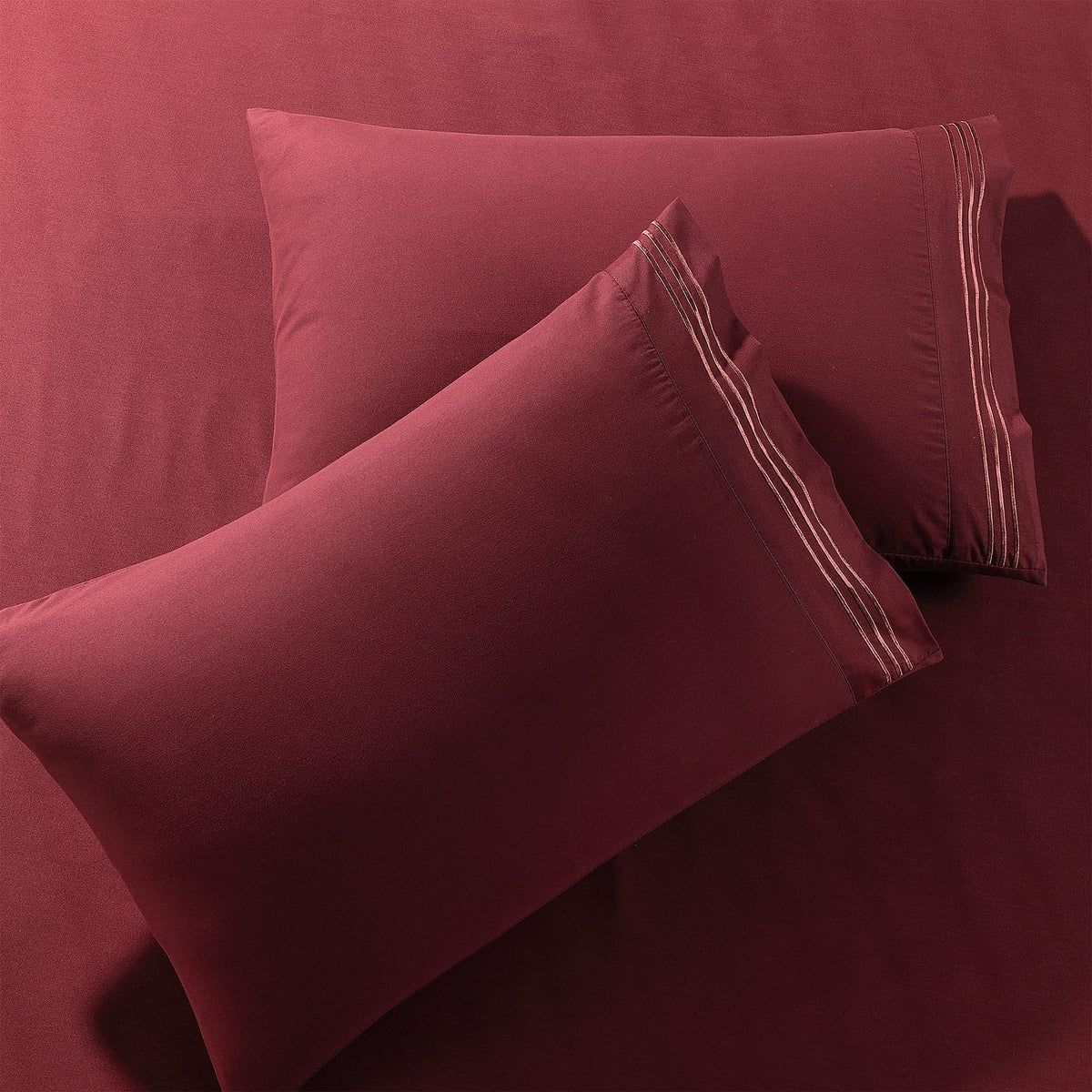 Pure Bedding Pillow Cases King 2-Pack, Burgundy] - Hotel Luxury Pillow Case - Sateen Weave, Premium Microfiber - Soft And Breath