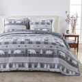 Rustic Cabin Twin Size Quilt Set With Shams - All-Season, Lightweight, Reversible Bedspread - Lodge-Themed Summer Bedding Sets (