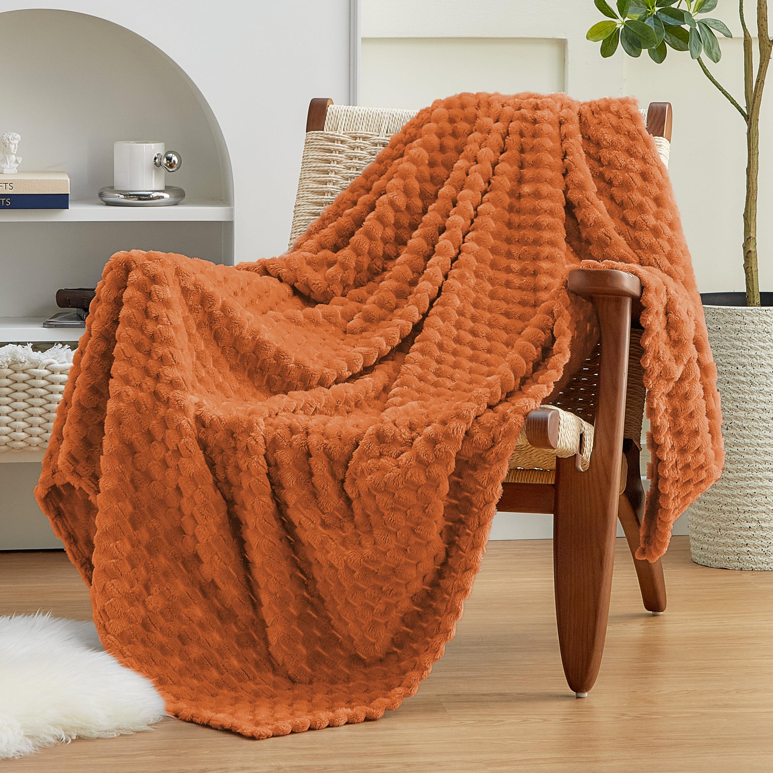 Exq Home Fleece Blanket Twin Size For Couch Or Bed - 3D Imitation Turtle Shell Jacquard Decorative Blankets - Cozy Soft Lightwei