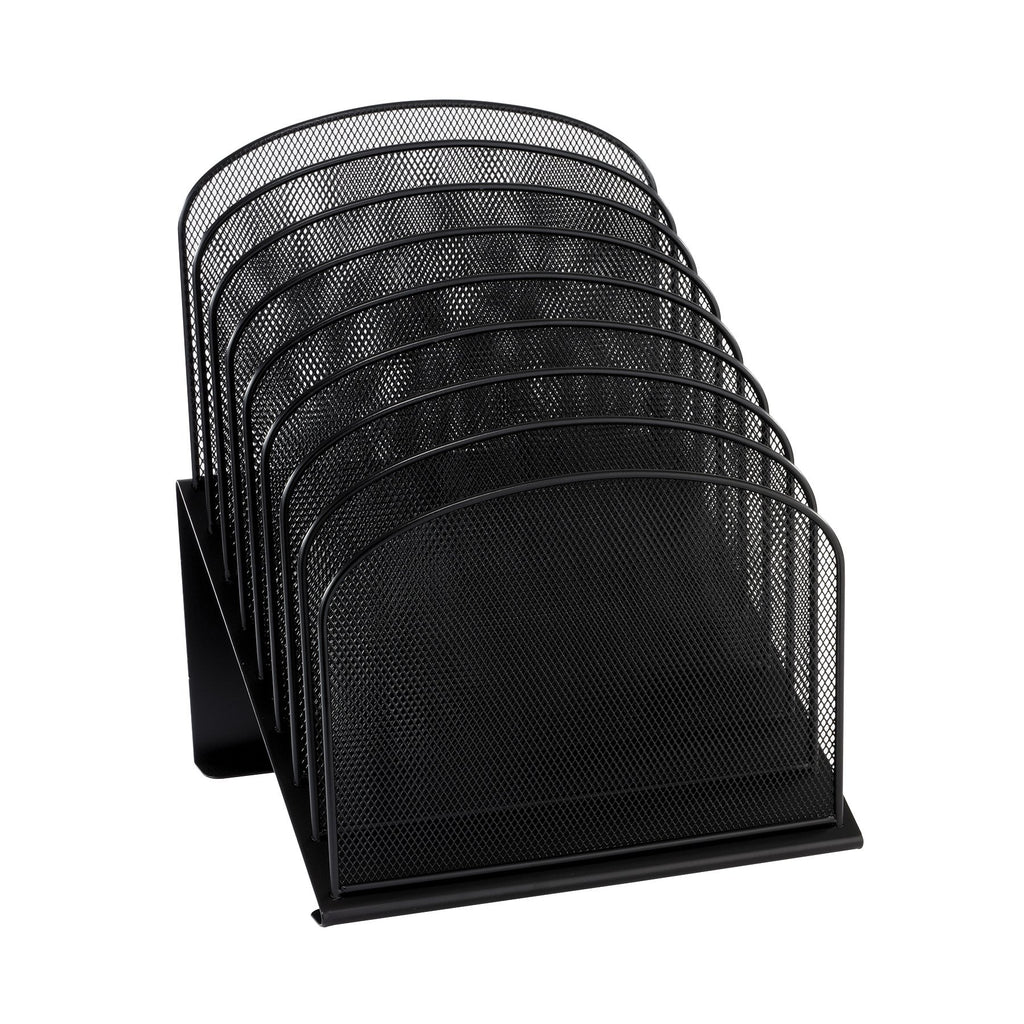 Safco Products Onyx Mesh 8-Tier Vertical Desktop Organizer 3258Bl, Black Powder Coat Finish, Durable Steel Mesh Construction, Sp