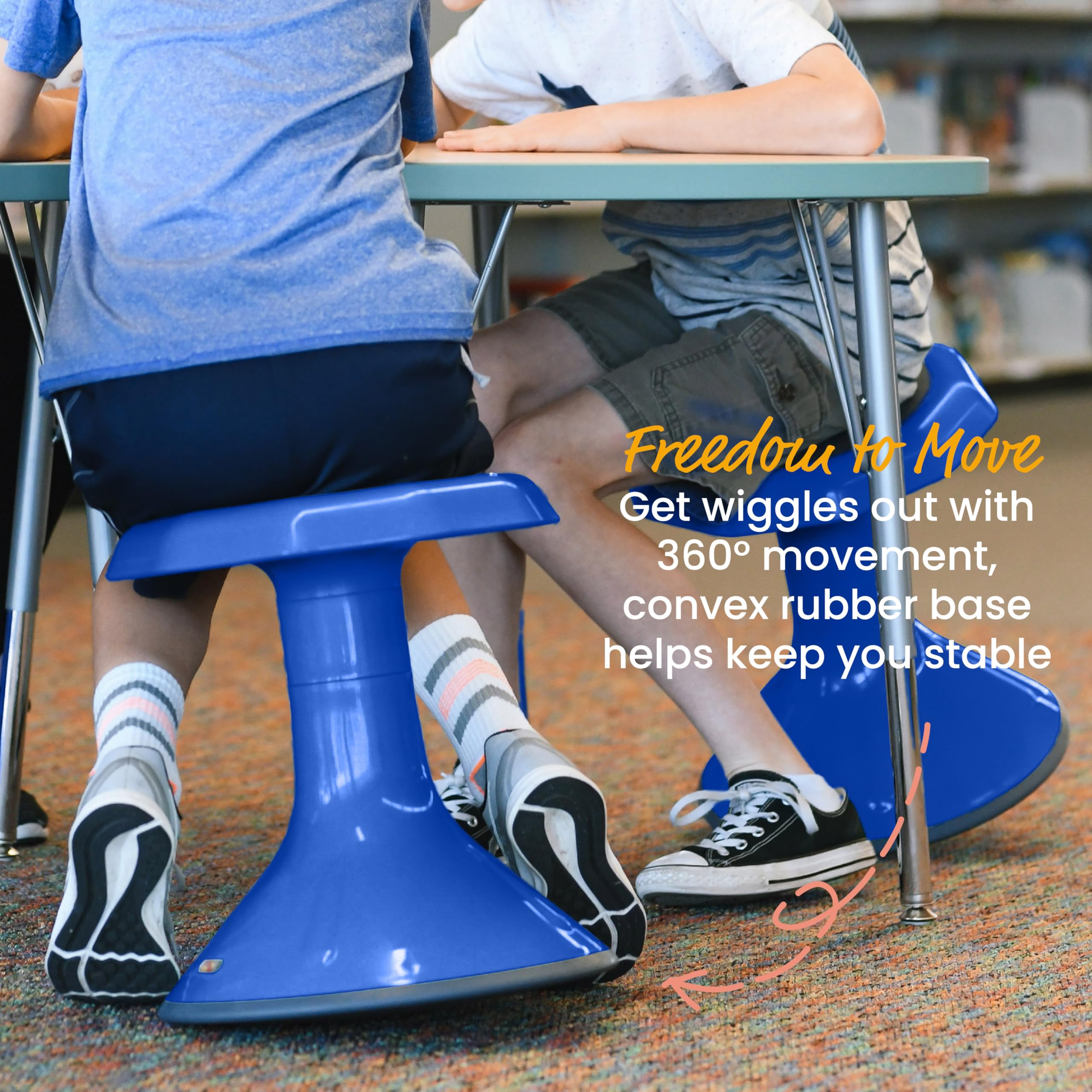 Ecr4Kids Ace Active Core Engagement Wobble Stool, 15-Inch Seat Height, Flexible Seating, Blue