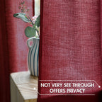 Miulee Burgundy Red Faux Linen Textured Sheer Curtains 96 Inches Long 2 Panels For Bedroom Living Room Grommet Light Filtering C