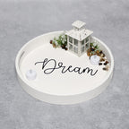 Elegant Designs Decorative 13.75'' Round Wood Serving Tray W/ Handles, ''Dream''