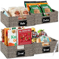 Best Choice Products Set of 4 13x12in Water Hyacinth Pantry Baskets, Woven Organizers w/Chalkboard Label, Chalk Marker - Gray
