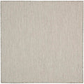 Nourison Courtyard Indoor/Outdoor Ivory/Silver 4' X Square Area Rug, Easy Cleaning, Non Shedding, Bed Room, Living Room, Dining