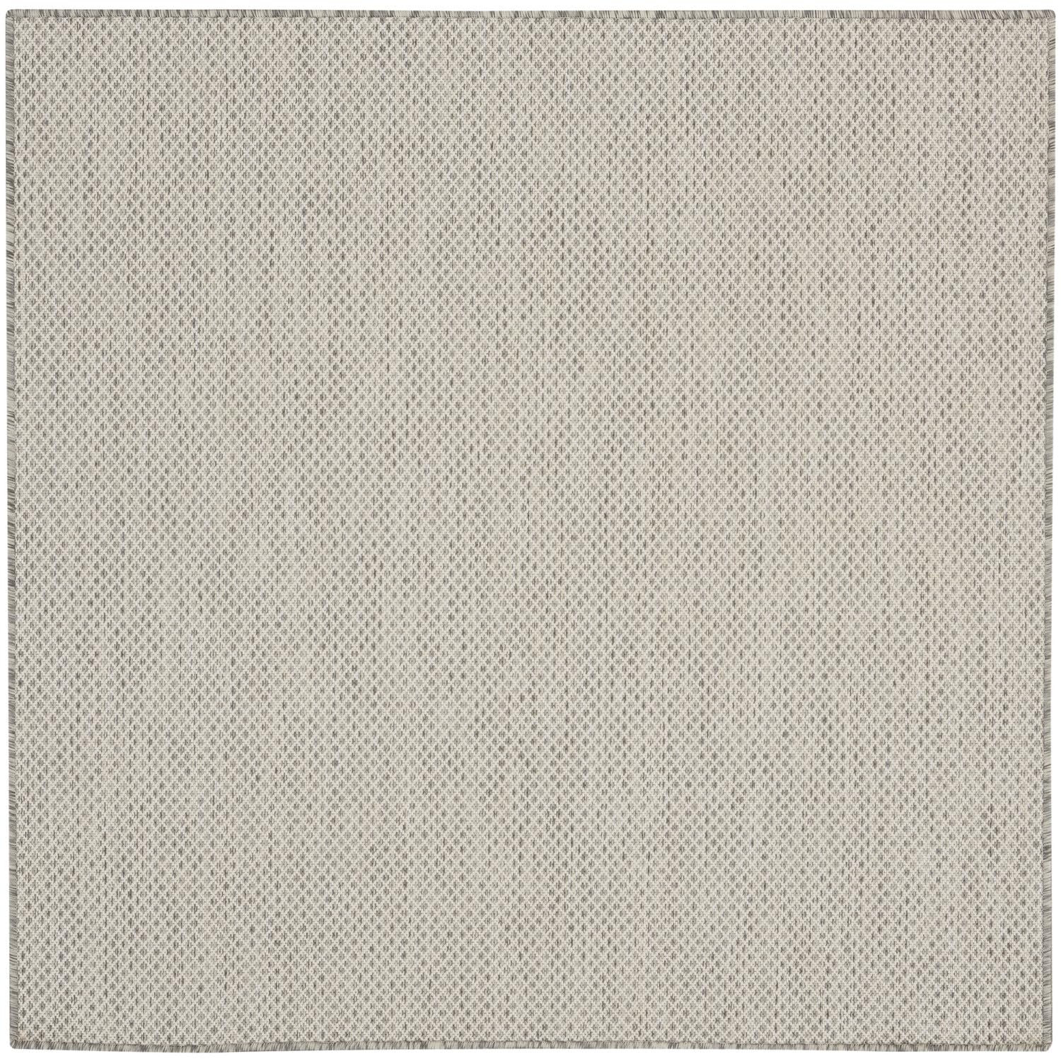 Nourison Courtyard Indoor/Outdoor Ivory/Silver 4' X Square Area Rug, Easy Cleaning, Non Shedding, Bed Room, Living Room, Dining