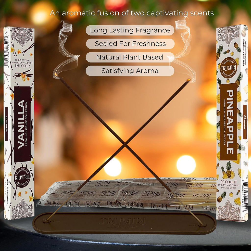 Trumiri Incense Sticks - Combo Pack Of 40 Insence-Sticks - 20 Vanilla + 20 Pineapple - Insenses - Insents - Incents - Inscense -