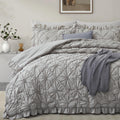 Bedazzled King Size Comforter Sets, Grey Bedding Comforter Set, 3 Pieces Pinch Pleat Bedding Sets With Comforter And Pillowcases
