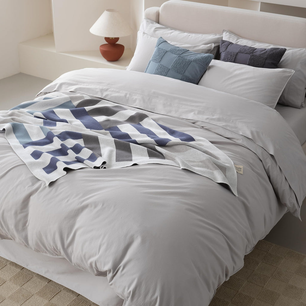 Double Stitch By Bedsure 100% Organic Cotton Duvet Cover Set Queen- 300 Tc Sateen Weave, Gots Certified Long Staple Cotton, Soft