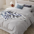 Double Stitch By Bedsure 100% Organic Cotton Duvet Cover Set Queen- 300 Tc Sateen Weave, Gots Certified Long Staple Cotton, Soft