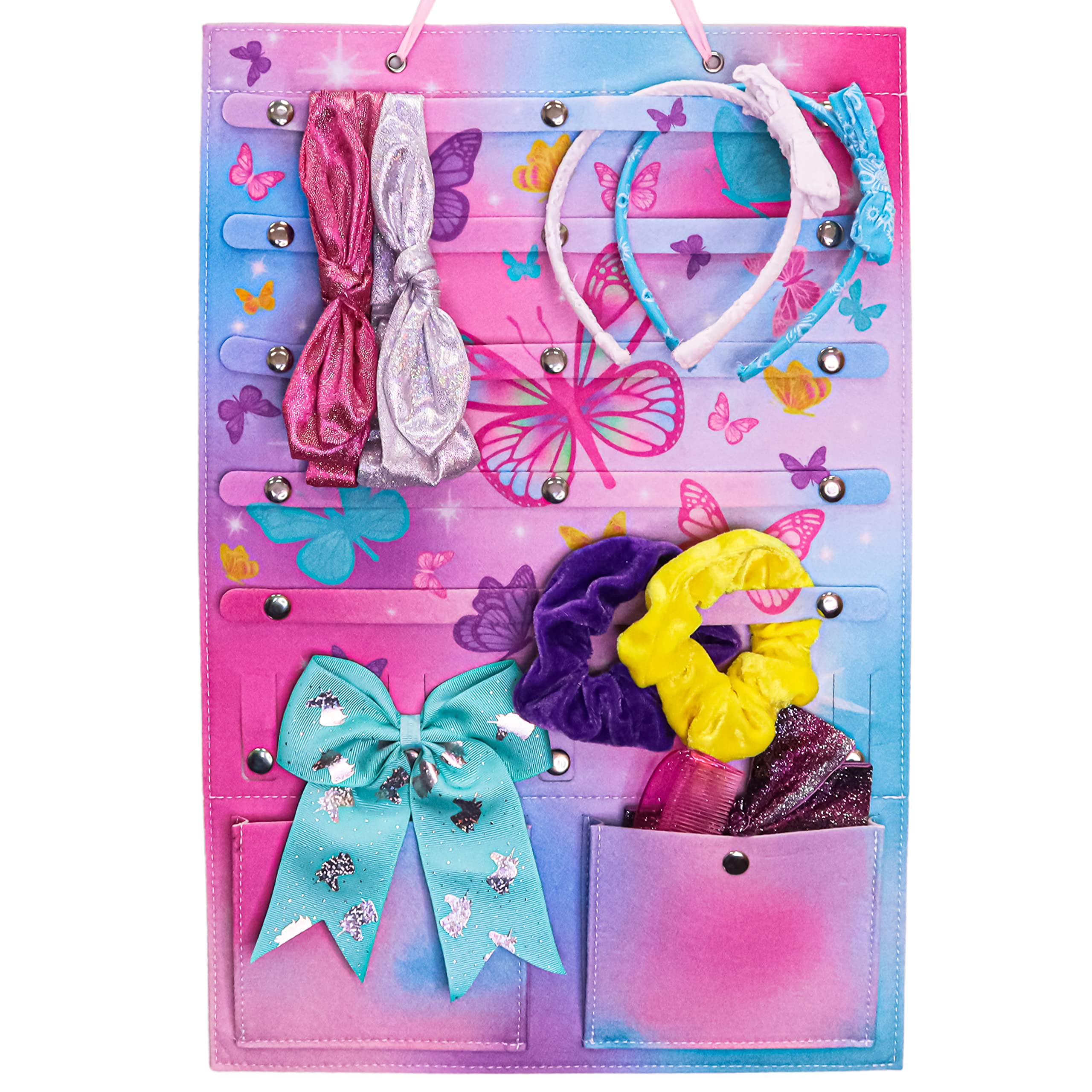 FROG SAC Bow and Headband Holder, Butterfly Hair Accessories Organizer for Girls, Hair Clip Accessory Organizers for Kids, Toddl
