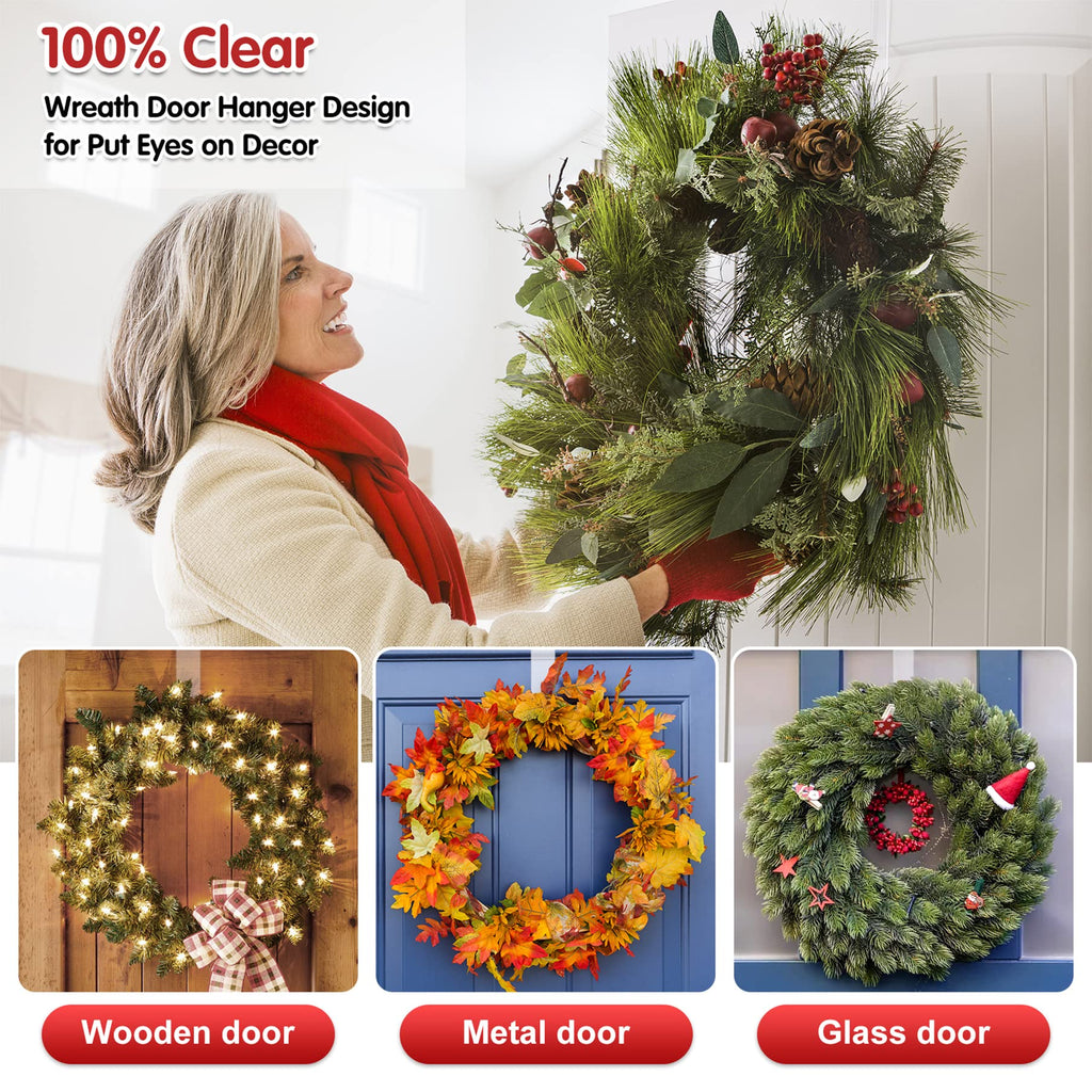 Umihhonz 12' Wreath Hangers For Front Door,Non Scratch Wreath Door Hanger,Over The Door Hooks Hanger Easter Fall Halloween Chri