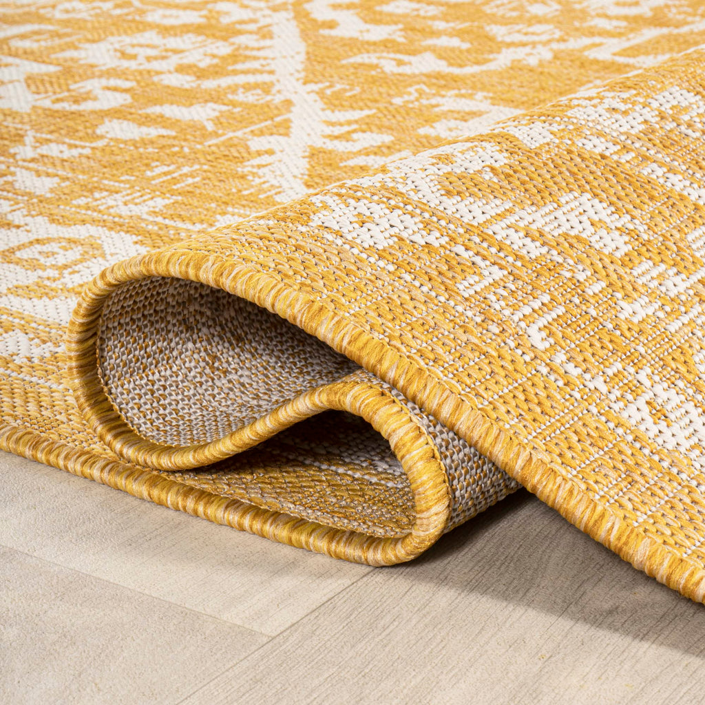 Jonathan Y Smb104A-28 Malta Bohemian Medallion Textured Weave Indoor Outdoor -Area Rug, Coastal, Traditional, Transitional Easy-Cleaning,Bedroom,Kitchen,Backyard,Patio,Non Shedding, Red/Taupe, 2 X 8