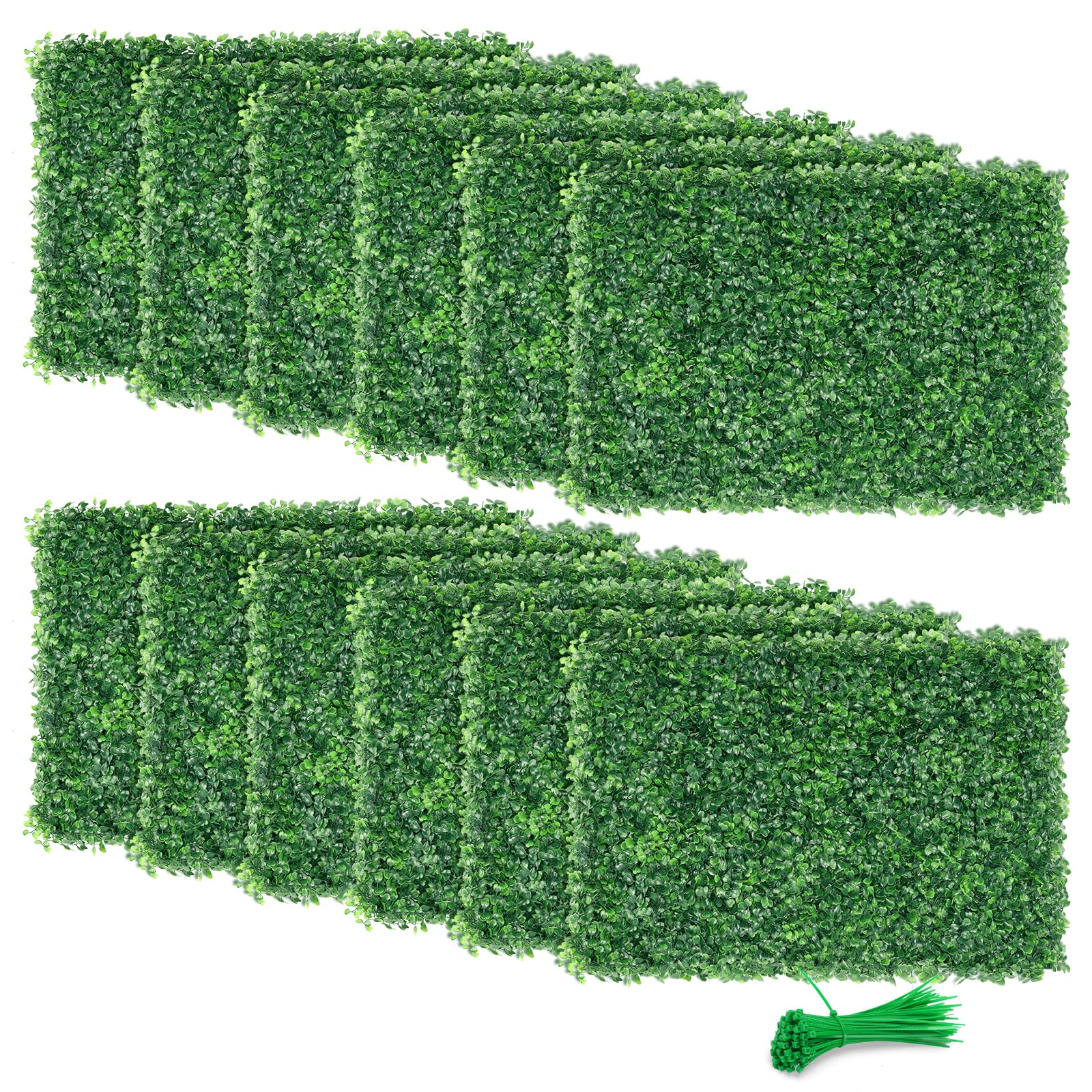 Zxmoto 24''X16'' Artificial Boxwood Hedge Panels 12Pcs, Privacy Hedge Screen Faux Boxwood For Outdoor, Indoor, Garden, Fence, Ba
