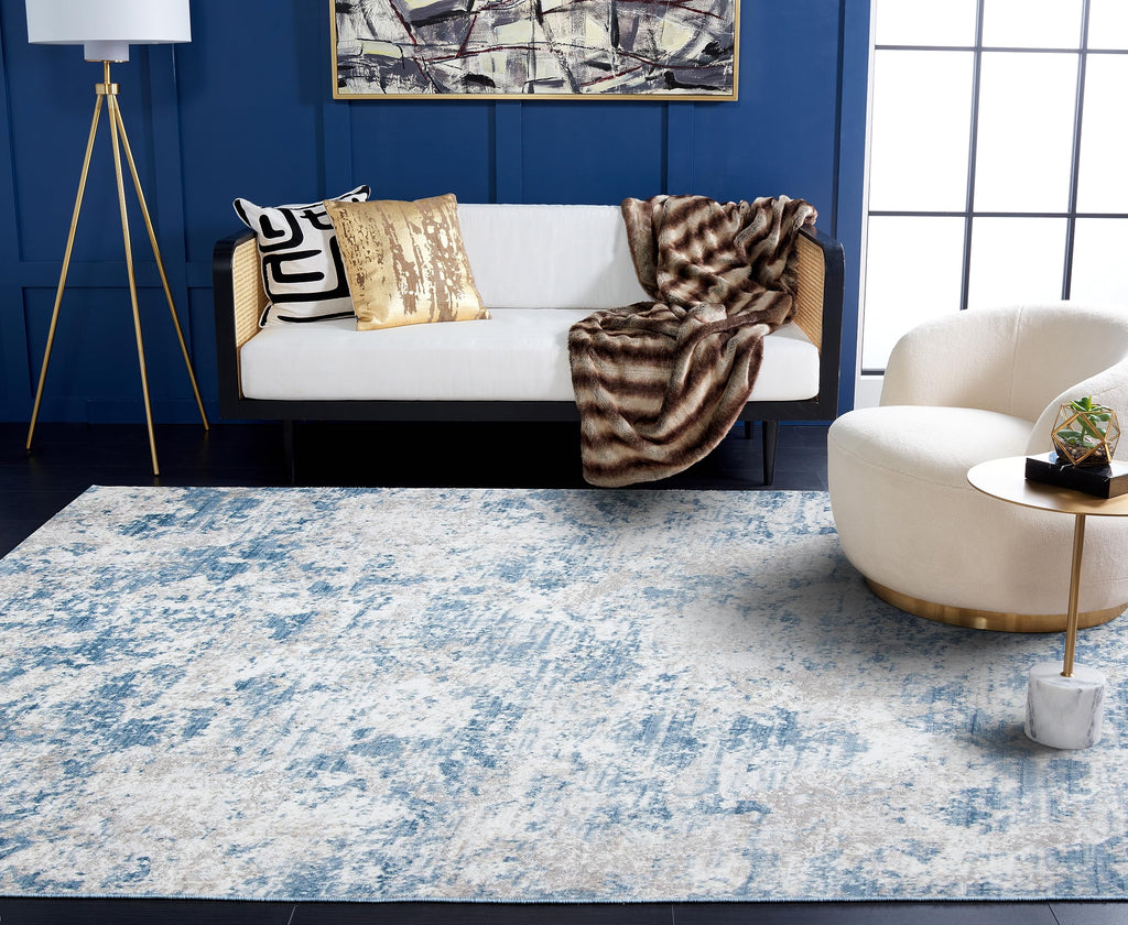 Safavieh Amelia Collection Area Rug - 12' Square, Grey & Blue, Modern Abstract Design, Ideal For High Traffic Areas In Living Ro