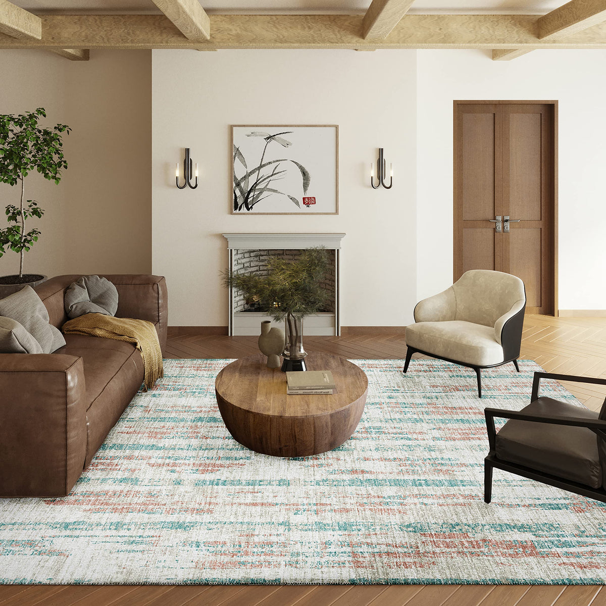 Addison Rugs Rylee Ary36 Ivory Washable 3' X 5' Indoor Outdoor Area Rug, Easy Clean, Machine Washable, Non Shedding, Bedroom, Entry, Living Room, Dining Room, Kitchen, Patio Rug