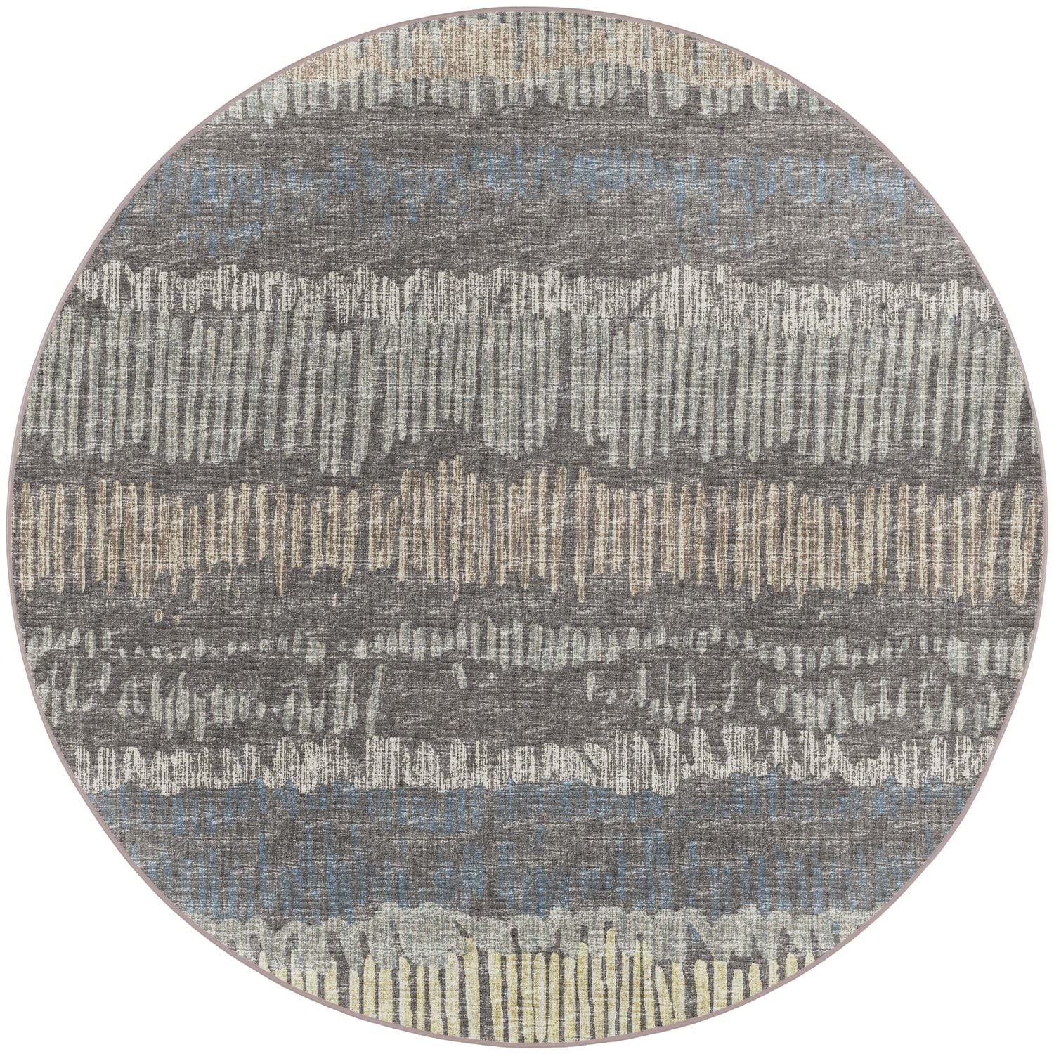 Winslow Wl4 Grey Transitional Rug Round 6' X 6'