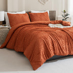 Andency Burnt Orange California King Comforter Set, 3 Pieces Terracotta Boho Tufted Cal King Bed Comforter, Oversized Soft Lightweight Down Alternative Bedding Set (104X96In, 2 Pillowcases)
