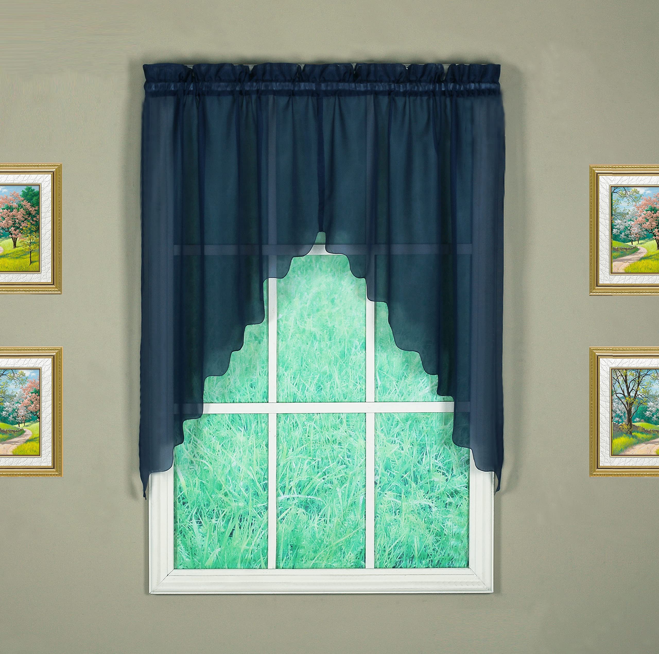 Today'S Curtain Emelia Original Voile Swag Pair 38', Navy, 60' W X 38' L