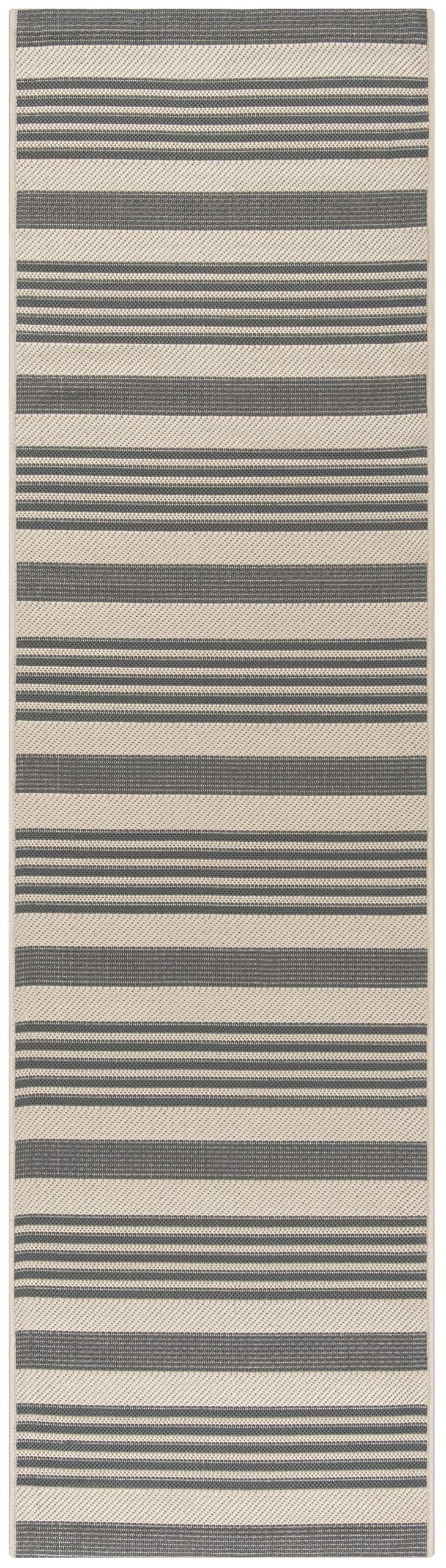 Safavieh Courtyard Collection Cy6062 Stripe Indoor/ Outdoor Non-Shedding Stain Resistant Patio Backyard Area Rug, 9' X 12', Grey
