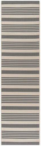 Safavieh Courtyard Collection Cy6062 Stripe Indoor/ Outdoor Non-Shedding Stain Resistant Patio Backyard Area Rug, 9' X 12', Grey