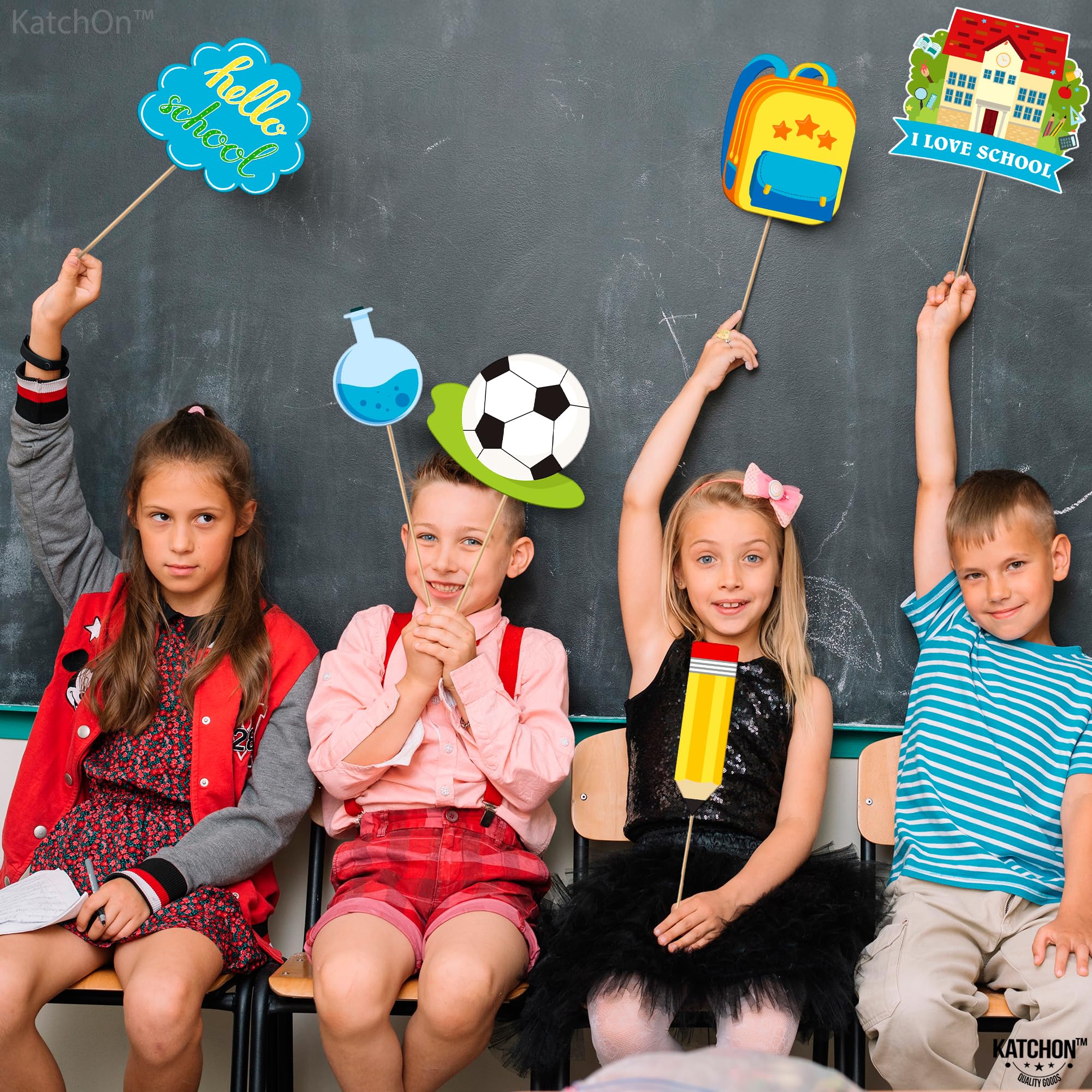 Katchon, Colorful Back To School Photo Booth Props - Big, Pack Of 20 | Back To School Props For Welcome Back To School Decoratio